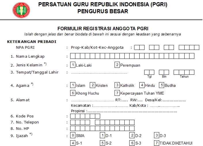 Pendaftaran PGRI Jember - Persatuan Guru Republik Indonesia Cabang Kabupaten Jember